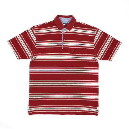 Tommy Hilfiger Red Striped Polo Shirt (M)