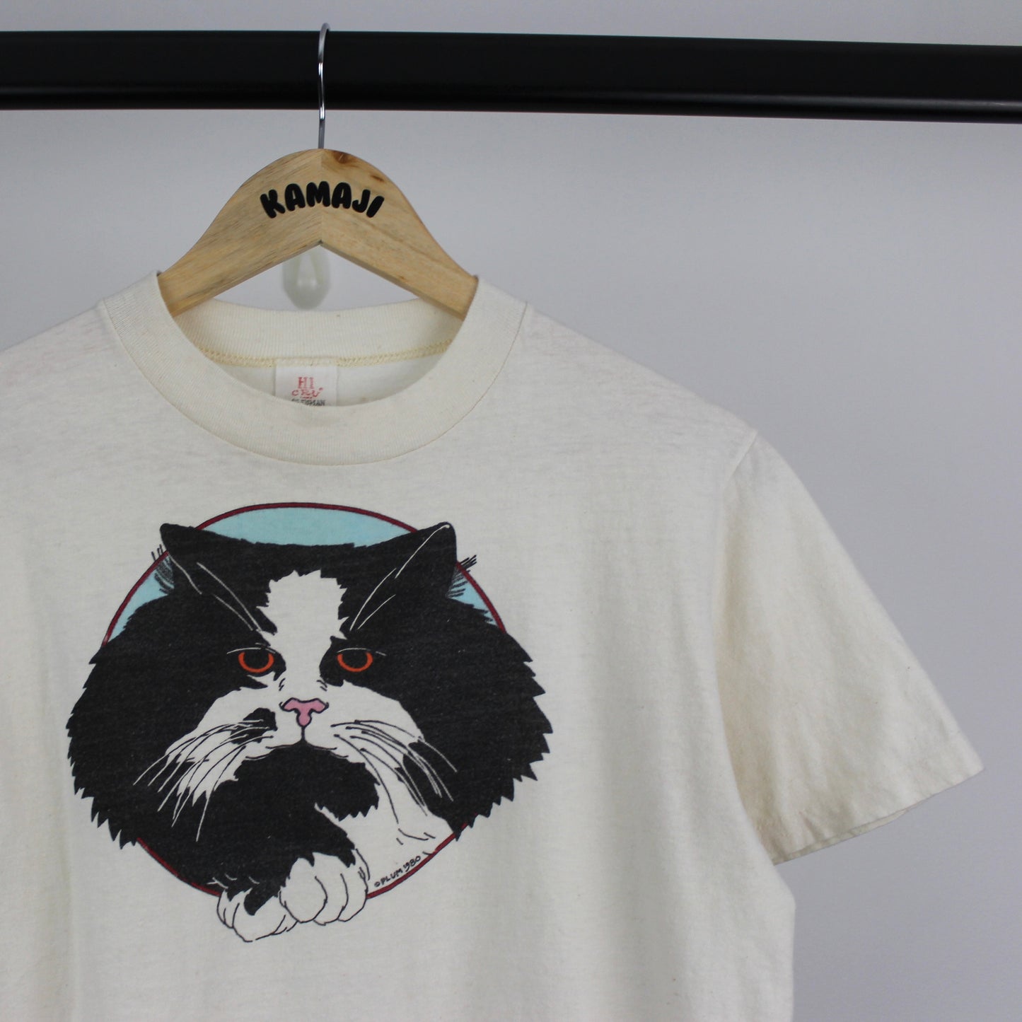 Vintage Cat T-Shirt 1980s Single Stitch (M)