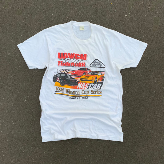 Vintage NASCAR 1994 Winston Cup White Single Stitch T-Shirt, Faded Screen Stars Tag (XL)