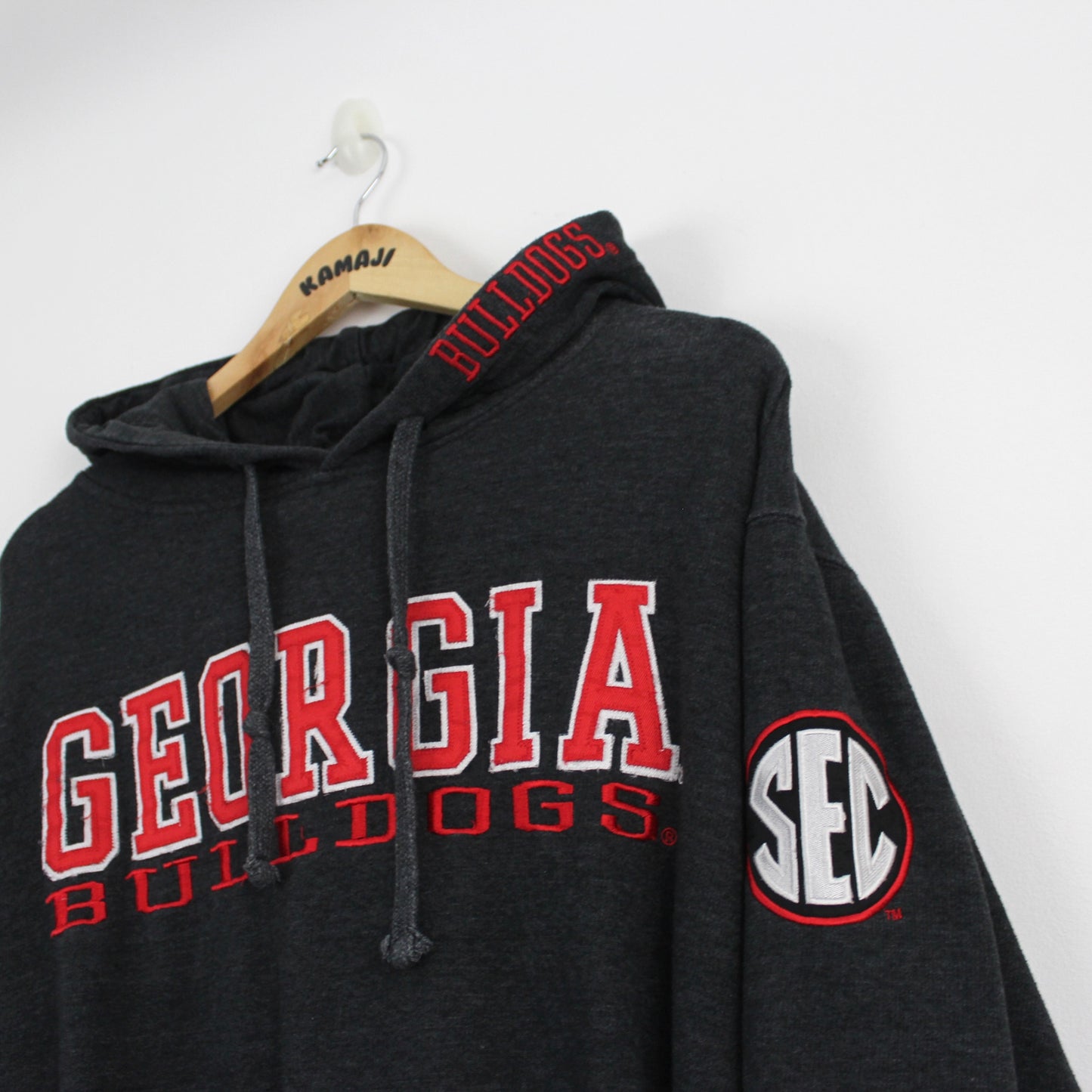 Grey College Pullover Hoodie Georgia Bulldogs Embroidery (M)