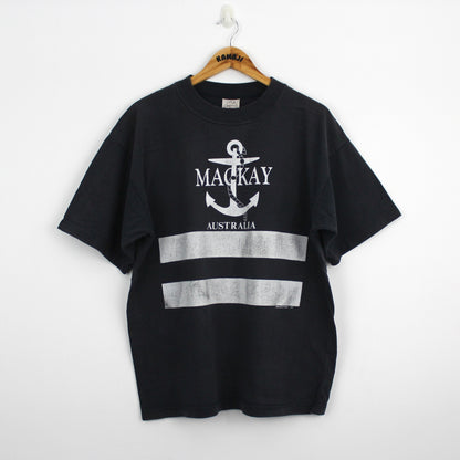 Vintage Australian Sailing T-Shirt, Faded Black Material 100% Cotton (XL)