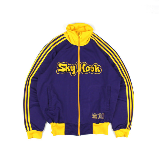 Los Angeles Lakers Vintage Adidas Jacket. Kareem Abdul-Jabbar 33 Sky Hook Spellout (L)