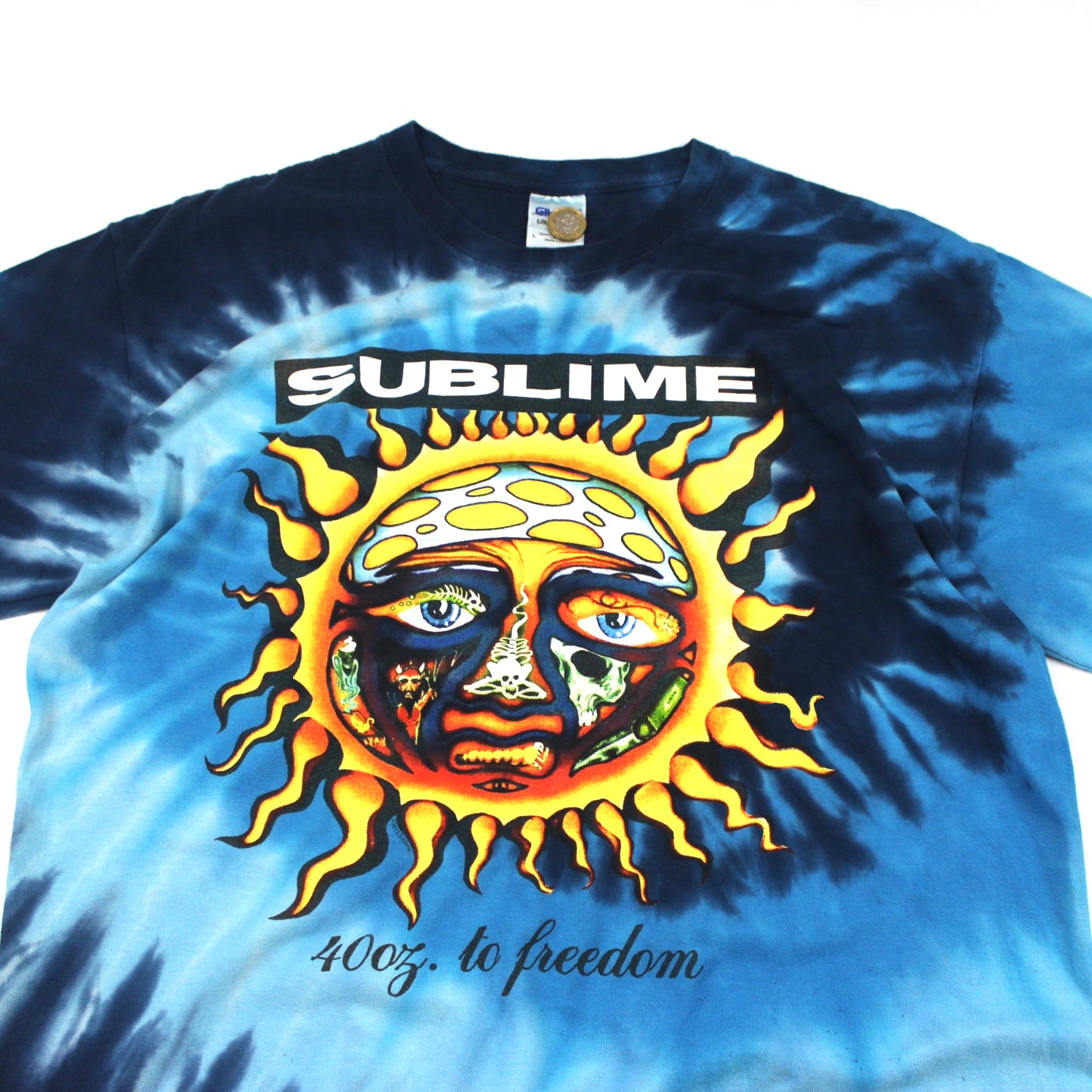Sublime Blue Tie-Dye T-Shirt, 40oz To Freedom Sun Print (L)