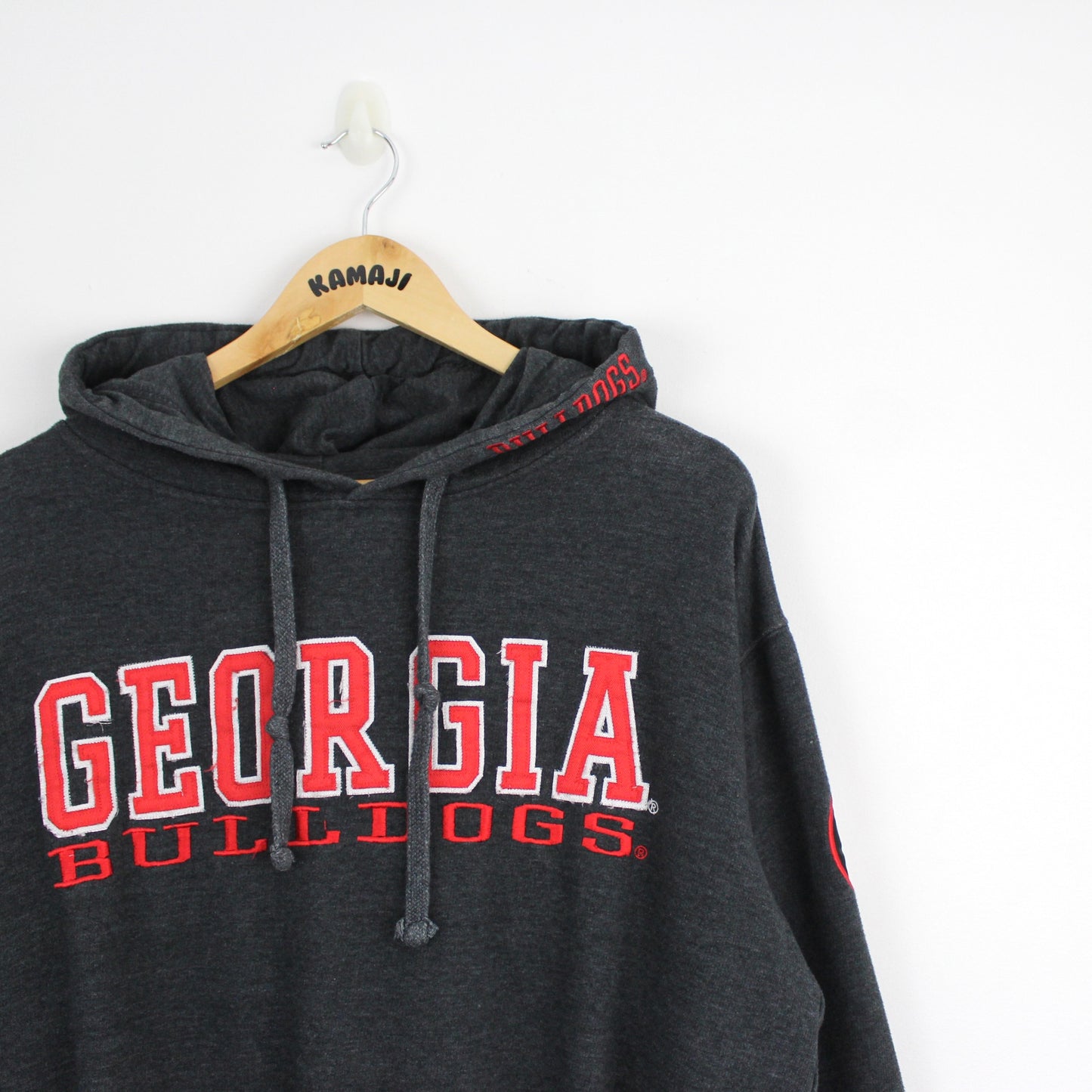 Grey College Pullover Hoodie Georgia Bulldogs Embroidery (M)