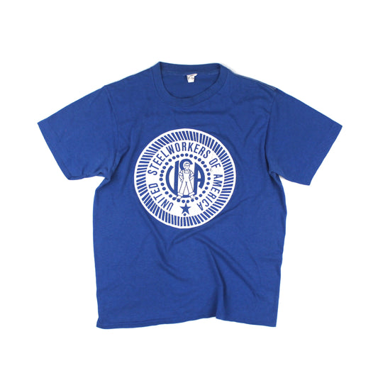 Vintage 1980’s T-Shirt, United Steel Workers of America Logo Print (M)