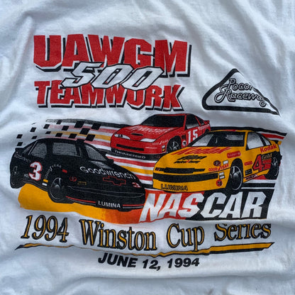 Vintage NASCAR 1994 Winston Cup White Single Stitch T-Shirt, Faded Screen Stars Tag (XL)