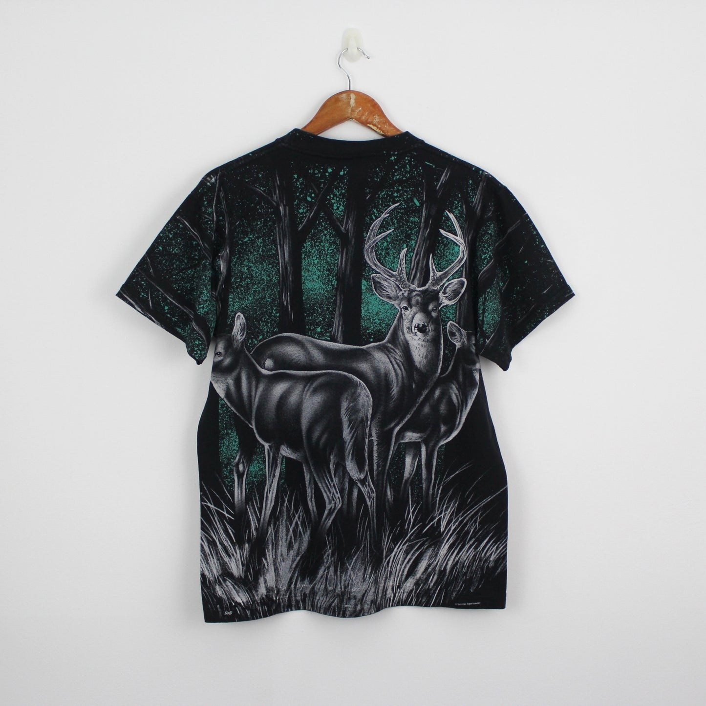 Vintage Elk All Over Print Single Stitch T-Shirt (M)
