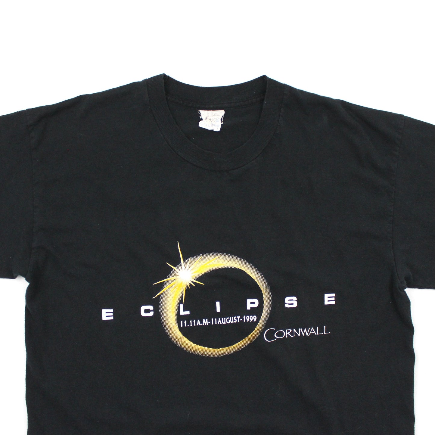 1999 Cornwall Eclipse Black Single Stitch T-Shirt, Screen Stars Label (L)