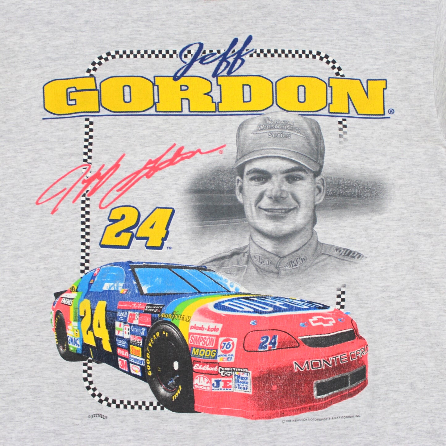 1996 NASCAR Jeff Gordon Racing Schedule T-Shirt (L)