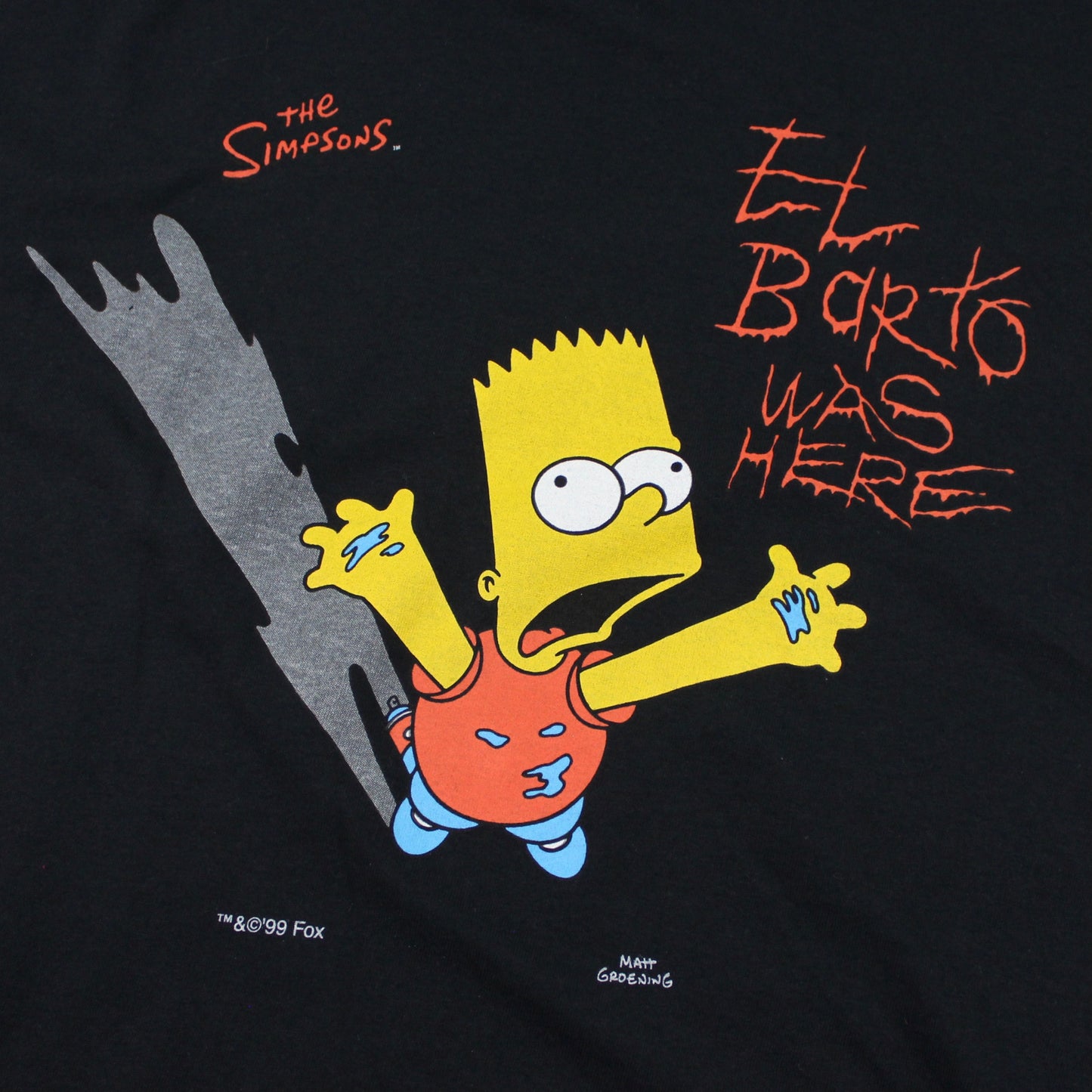 1999 The Simpsons ‘El Barto Was Here’ T-Shirt, Screen Stars Tag, Single Stitch. Official Fox Licence (L)